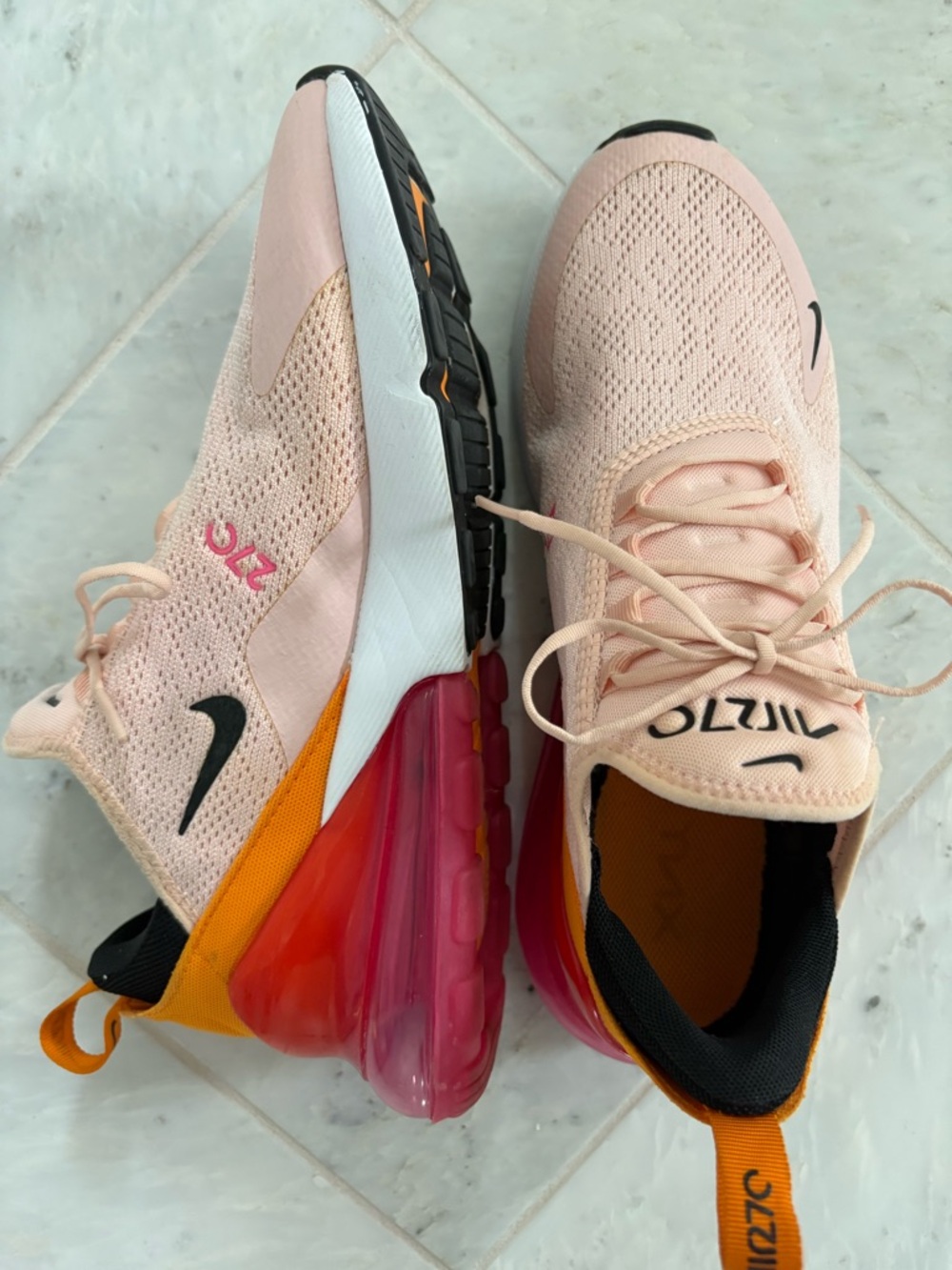 Nike Women's Pink Orange Red Air Max 270 Athletic Sneakers - Picture 11 of 13